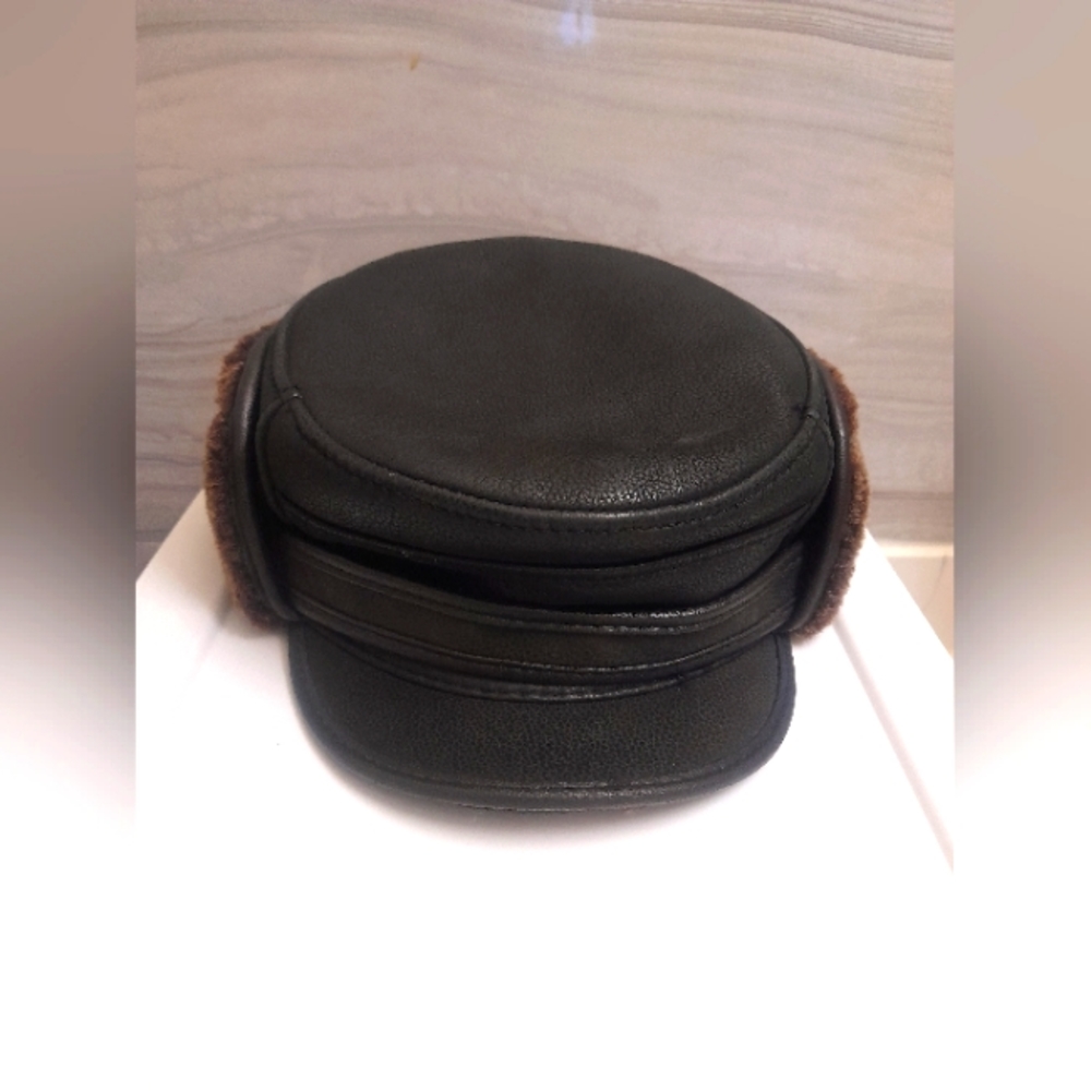Mumcular - Mens Leather hat (XL) - Black - Vintage